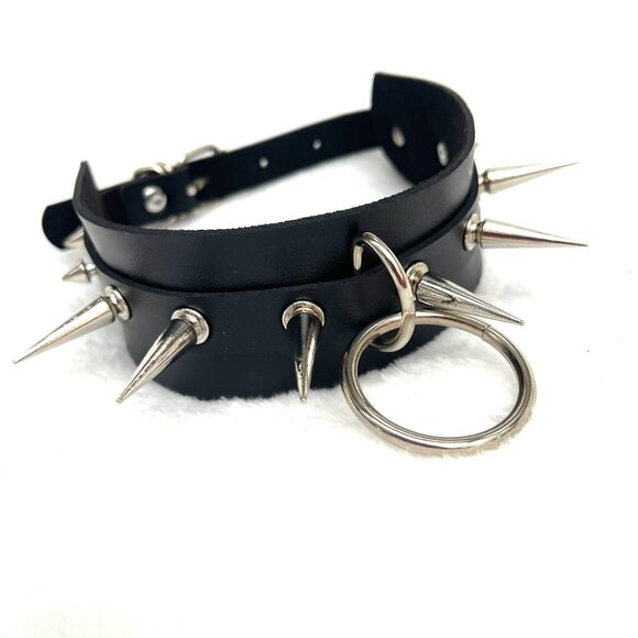 NWT DOLS KILL SMEXY Carea metal spiked leather choker COSTUME RAVE - Picture 3 of 12